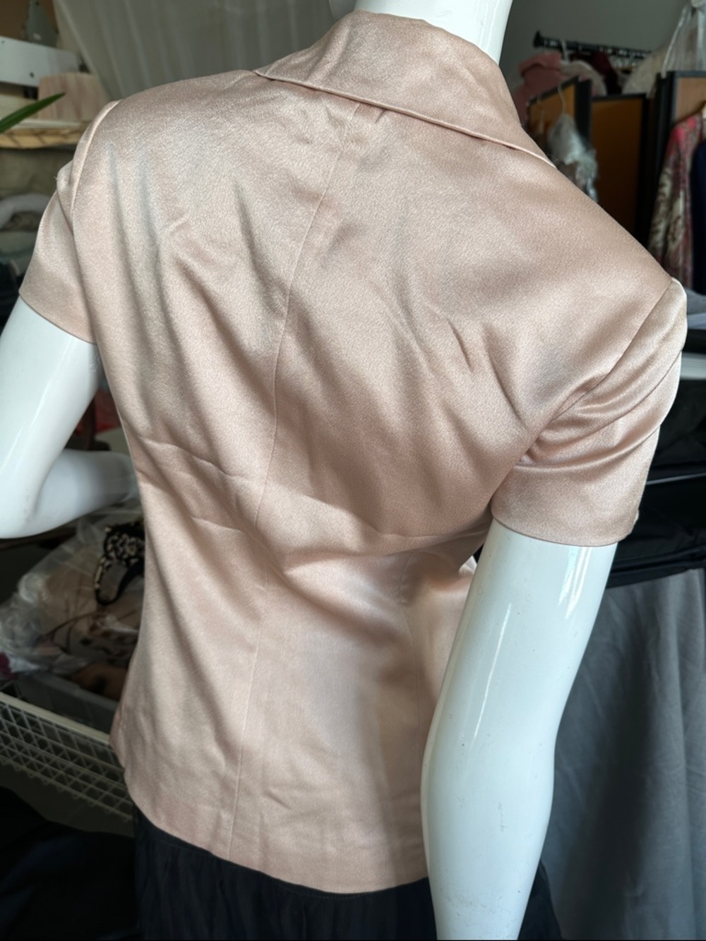 1990 Spring Summer Preppy Jacket Short sleeve Pastel Powder Lined sz 2/4 Satin - Picture 4 of 11